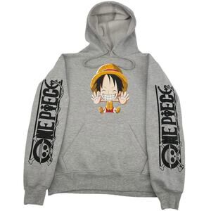 Vintage Enoc Men's Medium One Piece Monkey D. Luffy Hoodie Sweatshirt Grey